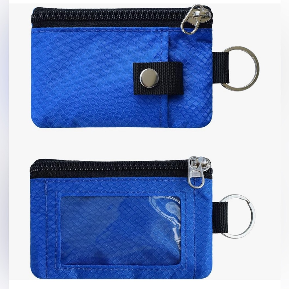 Minimalist RFID blocking wallet with lanyard blue NEW